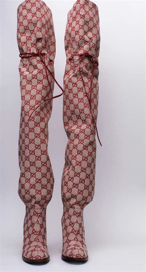 gucci monogram fabric|Gucci monogram thigh high boots.